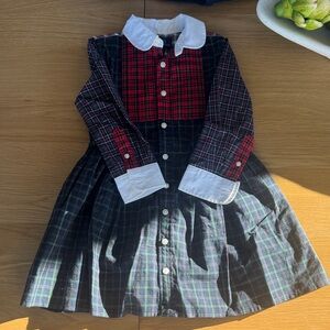 Polo Ralph Lauren Red Plaid Shirtdress with White Collar